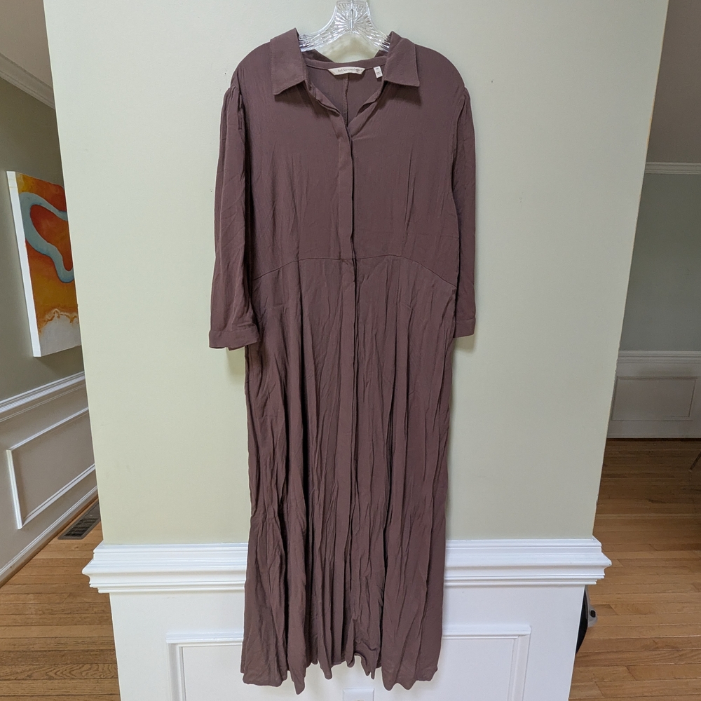 NWOT Soft Surroundings Mauve Long Sleeve Maxi Dress With Pockets